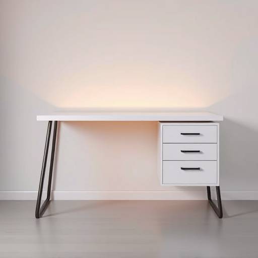 Escrivaninha moderna com gavetas e design minimalista, perfeita para o trabalho ou estudo.