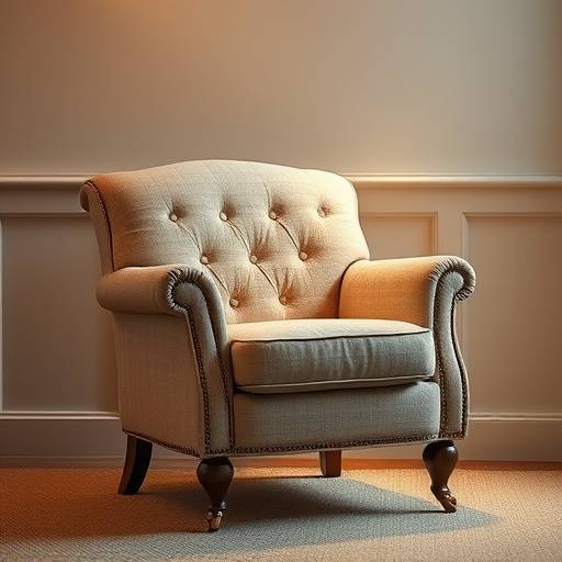 Poltrona confortável com design clássico e tecido macio, ideal para relaxar.